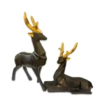 Elegant Resin Black Deer Showpiece Set of 2 - Perfect for Home & Office Decor