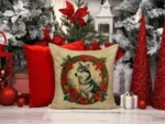 Festive Alaskan Klee Kai Christmas Throw Pillow 18x18 in, Water-Resistant, Fade-Resistant, & Decorative - Image 2
