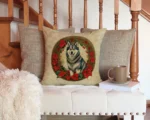 Alaskan Malamute Christmas Throw Pillow - Festive Holiday Decor | Comfortable Indoor & Outdoor Cushion - Image 3