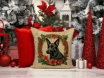Australian Kelpie Christmas Flowers Throw Pillow - 18x18 Fabric Decorative Pillow for Indoor & Outdoor Use - Image 2