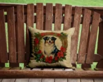 Australian Shepherd Christmas Flowers Throw Pillow - Festive & Durable Outdoor Decor - Image 2