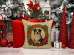Australian Shepherd Christmas Flowers Throw Pillow - Festive & Durable Decor - 18x18 Inches - Image 2
