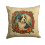 Bearded Collie Christmas Flowers Throw Pillow - Festive, Water-Resistant Decorative Cushion for Indoor & Outdoor Use, 18x18 Inches by Caroline's Treasures