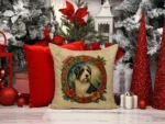 Bearded Collie Christmas Flowers Throw Pillow - Festive, Water-Resistant Decorative Cushion for Indoor & Outdoor Use, 18x18 Inches by Caroline's Treasures - Image 2