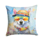 Alaskan Klee Kai Hippie Dawg Throw Pillow - Vibrant & Durable Decorative Pillow for Indoor & Outdoor Use