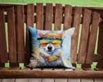 Alaskan Klee Kai Hippie Dawg Throw Pillow - Vibrant & Durable Decorative Pillow for Indoor & Outdoor Use - Image 4