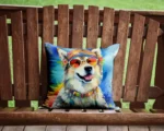 Alaskan Malamute Hippie Dawg Throw Pillow - Artistic & Durable Outdoor Cushion for Dog Lovers - Image 4