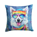 American Eskimo Hippie Dawg Throw Pillow Vibrant & Weather-Resistant Decorative Cushion
