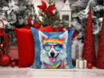 American Eskimo Hippie Dawg Throw Pillow Vibrant & Weather-Resistant Decorative Cushion - Image 2