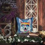 American Eskimo Hippie Dawg Throw Pillow Vibrant & Weather-Resistant Decorative Cushion - Image 3