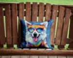 American Eskimo Hippie Dawg Throw Pillow Vibrant & Weather-Resistant Decorative Cushion - Image 4