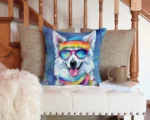 American Eskimo Hippie Dawg Throw Pillow Vibrant & Weather-Resistant Decorative Cushion - Image 5