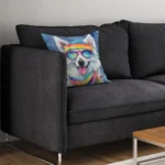 American Eskimo Hippie Dawg Throw Pillow Vibrant & Weather-Resistant Decorative Cushion - Image 6