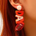 GAME DAY Dangle Earrings - Chic Rice Bead Design for Rugby Fans & Fashionistas