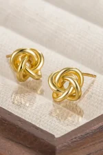 Elegant Gold Knotted Stud Earrings - Chic & Timeless Design for Any Occasion - Image 3