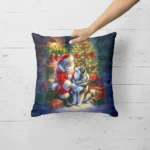Alaskan Malamute and Santa Claus Throw Pillow - Festive 18x18 Decorative Cushion for Indoor and Outdoor Use - Image 2