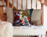 American Eskimo and Santa Claus Throw Pillow - Festive Christmas Decor | Durable & Comfortable - Image 3