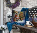 Festive Basset Hound and Santa Claus Christmas Decorative Cushion - 18x18 Throw Pillow - Image 4