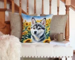 Alaskan Klee Kai in Sunflowers Outdoor Throw Pillow - Decorative Cushion by Caroline's Treasures - Image 3