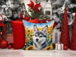 Alaskan Klee Kai in Sunflowers Outdoor Throw Pillow - Decorative Cushion by Caroline's Treasures - Image 5