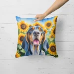 Charming American English Coonhound Sunflowers Throw Pillow 18x18, Water-Resistant Fabric, Indoor & Outdoor Comfort - Image 2