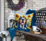 Charming American English Coonhound Sunflowers Throw Pillow 18x18, Water-Resistant Fabric, Indoor & Outdoor Comfort - Image 4