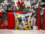 Australian Shepherd in Sunflowers Throw Pillow - Vibrant & Durable Outdoor/Indoor Decor | Caroline's Treasures - Image 5