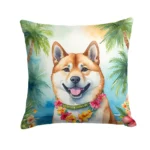 Akita Luau Throw Pillow - Vibrant & Weather-Resistant Decor for Outdoor & Indoor Spaces, 14x14 inches
