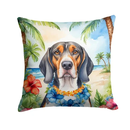 American English Coonhound Luau Throw Pillow - 18x18 Decorative Cushion, Water-Resistant & Durable Design by Caroline's Treasures