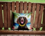 Vibrant American Water Spaniel Luau Throw Pillow | Indoor & Outdoor Decor | 14x14 Inches - Image 2