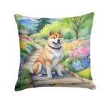 Akita Spring Garden Throw Pillow - 18x18 Decorative, Water-Resistant & Fade-Resistant, Perfect for Indoor/Outdoor Use