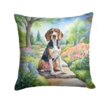 American English Coonhound Spring Garden Throw Pillow - Durable & Vibrant Outdoor Decor