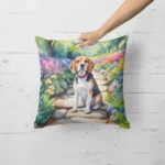 Beagle Spring Garden Throw Pillow - 18x18 Inch Decorative Cushion by Caroline's Treasures | Water-Resistant, Indoor & Outdoor Use - Image 2