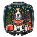 Basset Hound Christmas Compact Mirror Festive & Elegant Pocket Mirror for On-the-Go Touch-Ups