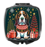 Basset Hound Christmas Compact Mirror Festive & Elegant Pocket Mirror for On-the-Go Touch-Ups