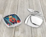 Bear Christmas Compact Mirror - Stylish Festive Silvertone Makeup Accessory for On-the-Go Beauty Touch-Ups - Image 3