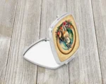 Elegant Alaskan Malamute and Flowers Compact Mirror - Ideal for On-the-Go Touch-Ups - Image 2