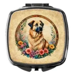 Elegant Anatolian Shepherd Dog and Flowers Compact Mirror - Stylish & Functional Handheld Accessory