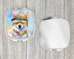 Stylish Alaskan Klee Kai Hippie Dawg Compact Mirror - Portable & Elegant Silvertone Metal Makeup Mirror - Image 4