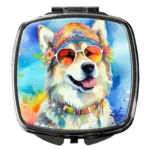 Stylish Alaskan Malamute Hippie Dawg Compact Mirror - Perfect Purse Accessory