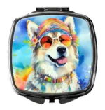Stylish Alaskan Malamute Hippie Dawg Compact Mirror - Perfect Purse Accessory