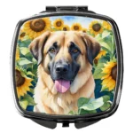 Stylish Anatolian Shepherd in Sunflowers Compact Mirror - Elegant & Durable Makeup Accessory