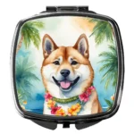 Akita Luau Compact Mirror - Elegant Silvertone, Durable & Stylish On-the-Go Accessory