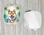 Akita Luau Compact Mirror - Elegant Silvertone, Durable & Stylish On-the-Go Accessory - Image 4