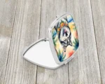 Alaskan Malamute Luau Compact Mirror - Stylish & Functional Silvertone Metal Mirror for On-the-Go Touch-Ups - Image 2