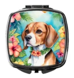 Beagle Luau Compact Mirror - Stylish & Portable Makeup Accessory with Beagle Artwork