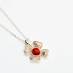 Lucky Clover Amber Pendant - Elegant Baltic Amber & Sterling Silver Necklace - Unique Jewelry for Women