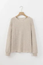 Elouise Stripe Long Sleeve Top - Timeless Stripes, Comfortable Drop Shoulder Design - Image 5