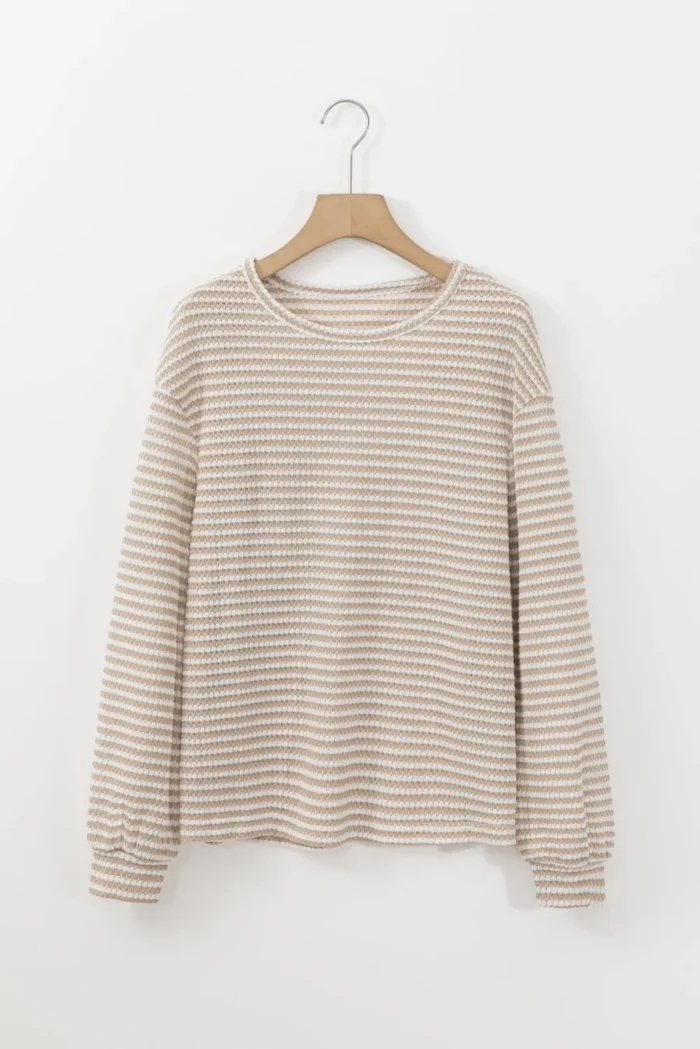 Elouise Stripe Long Sleeve Top - Timeless Stripes, Comfortable Drop Shoulder Design - Image 5