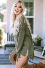 Kassidy Waffle Knit Oversized Top - Cozy and Stylish Long Sleeve Casual Wear - Image 3